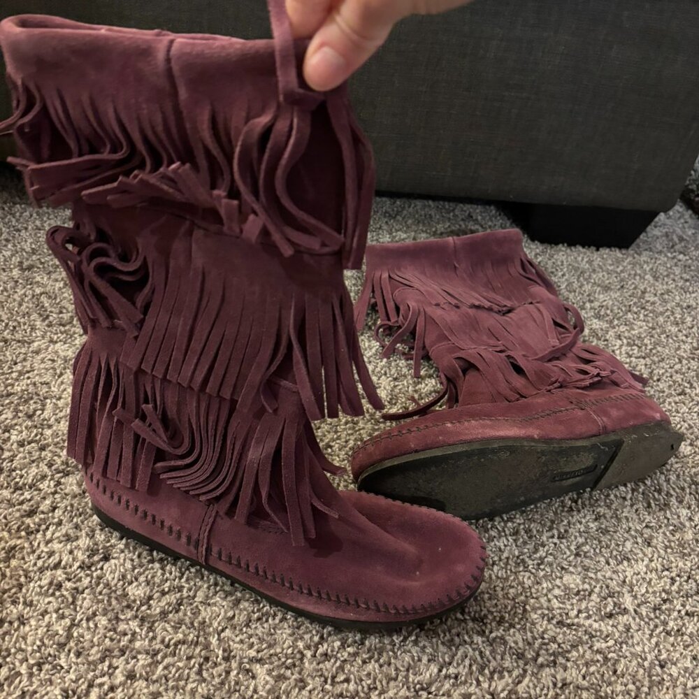 Vintage Minnetonka Fringe Moccasin Boots - Size 8